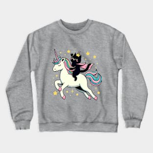 cat rides unicorn Crewneck Sweatshirt